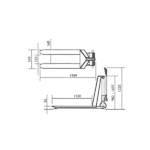 Abmessungen des Scherenhubwagens mit langen Gabeln